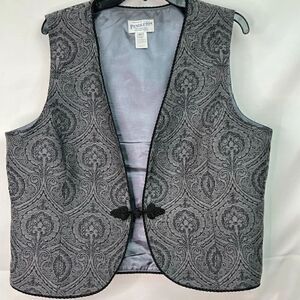 Pendleton Gray and black floral 100% virgin wool vest